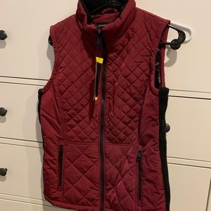 Maroon and black vest